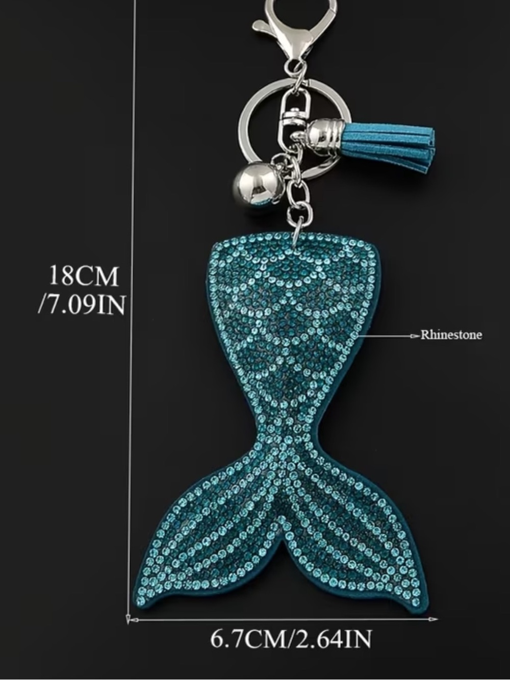 Mermaid Tail rhinestone keychain/purse charm! - Picture 3 of 4